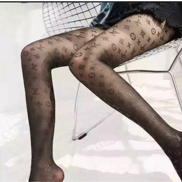 Pantyhose..Black Pantyhose w/LV letters/design - Picture 1 of 4